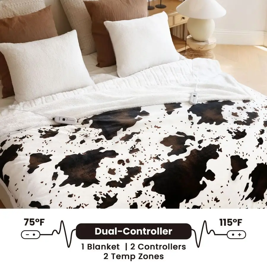 

Print Electric Heated Blanket QueenDual Control Heating Blanket Queen Size with 10 Heat Levels amp 10 Hours AutoOff, Cozy Soft F