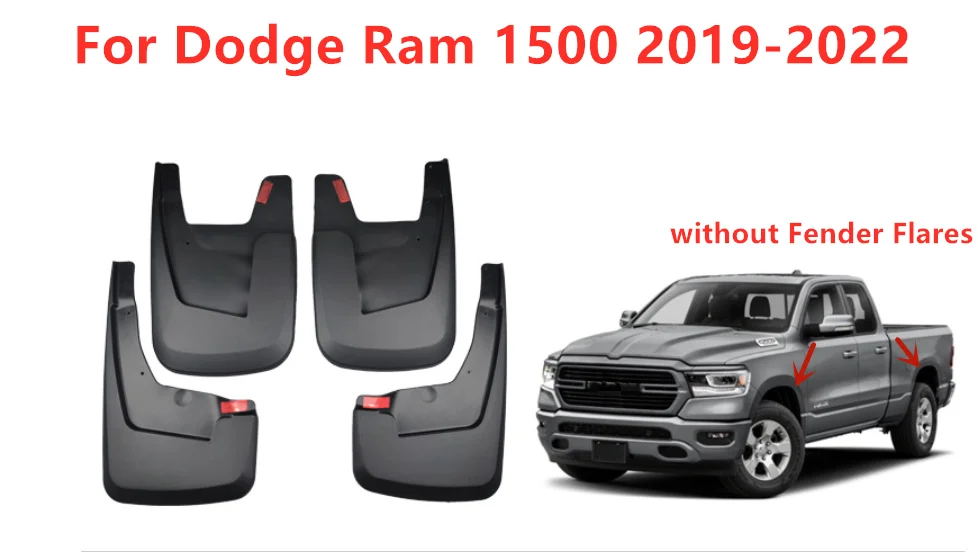 

4Pcs Splash Guards Mud Flaps For Dodge 2019-2022 Ram 1500 No Fender Flares