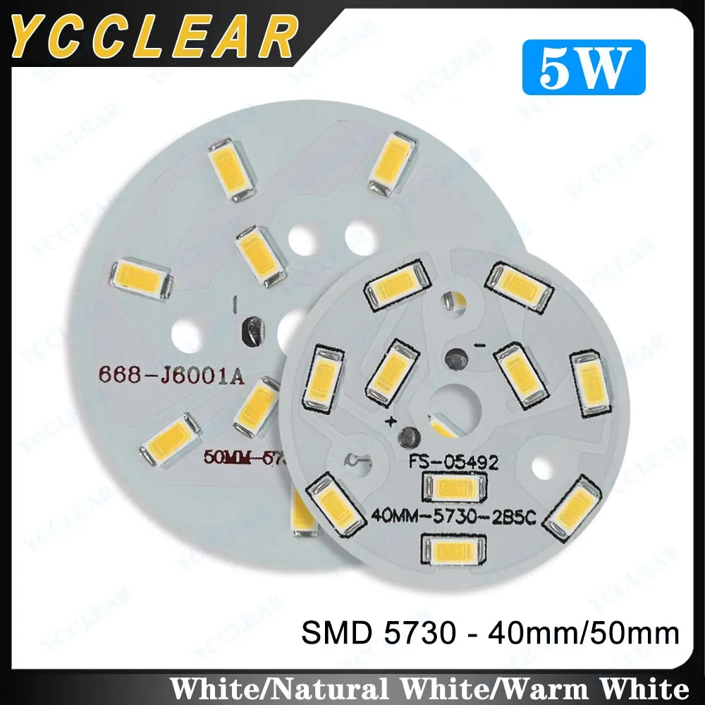 10pcs SMD 5730 LED Light Board 15-17V 5W 40mm 50mm LED PCB Lamp Plate Warm Natural White For Bulb Crystal Ceilig Light Downlight