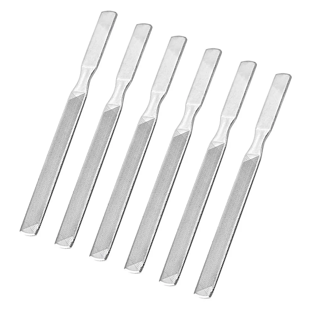 6pcs Stainless Steel Files Smooth Long Handle For Manicure Pedicure Nail Art Durable Metal Nail Filing Tools Set