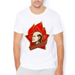 CCCP Soviet Union Lenin Young Pioneers badge cool USSR t shirt men white casual homme unisex streetwear tshirt no-sticker print