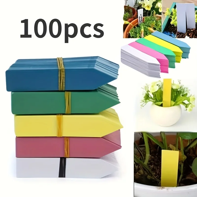 Etiquetas de plástico para plantas de jardín, marcadores reutilizables de piezas, placas de vivero de plástico impermeables, 100