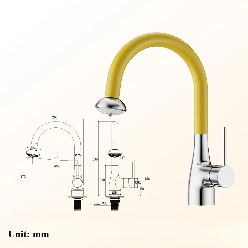 

Household Swan Neck Island Kitchen Pulling Faucet Balcony Bathroom Cabinet Toilet Faucet Splash Proof Faucet