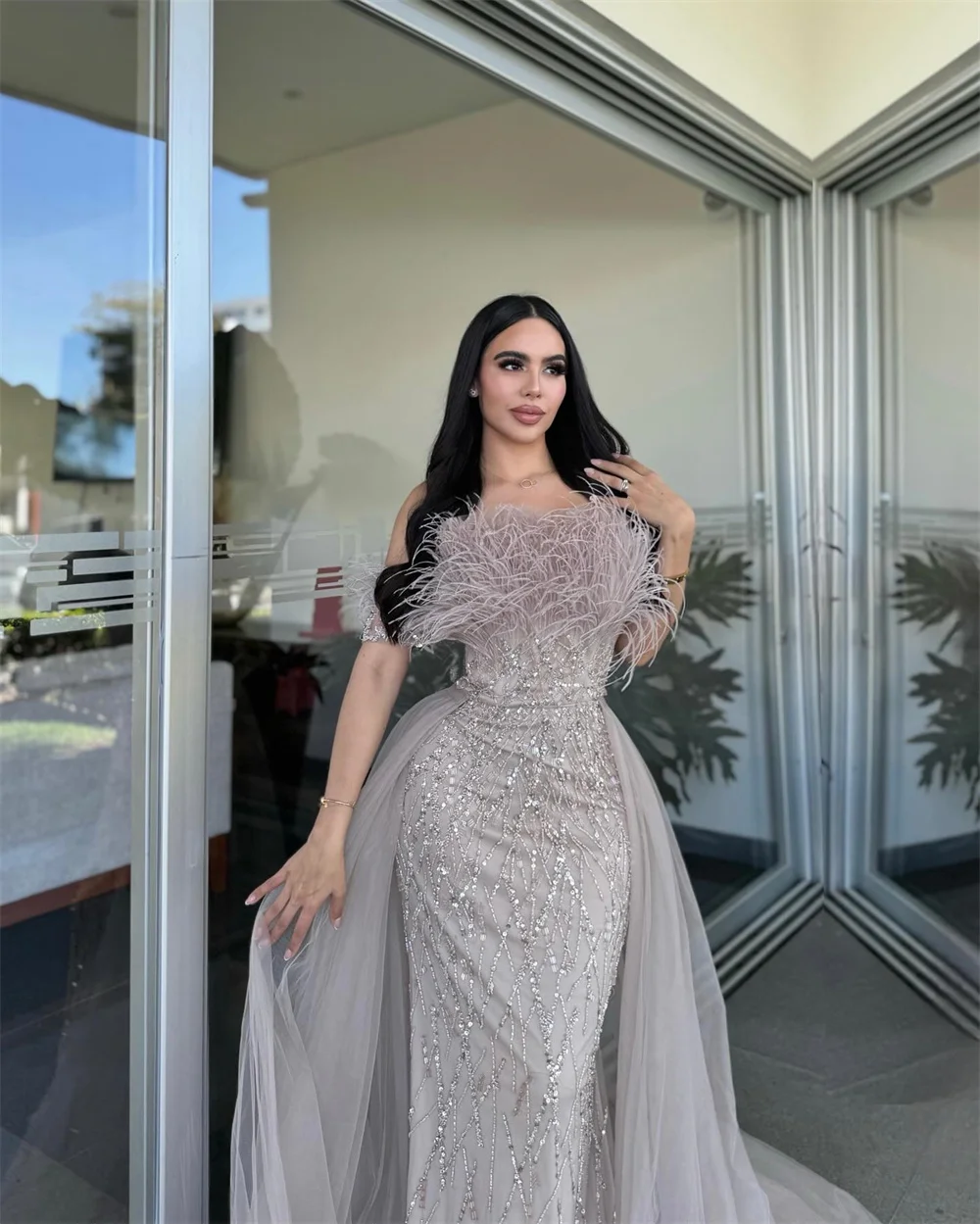 Amanda Customized Lace Off the Shoulder robes de soirée A-Line Floor-Length Evening Dresses Foramal Evening Draped Wedding Dress