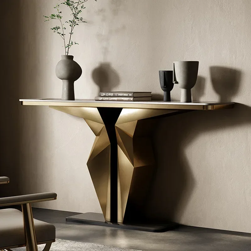 

Entry entrance villa living room stainless steel integrated against the wall strip Nordic modern simplicity