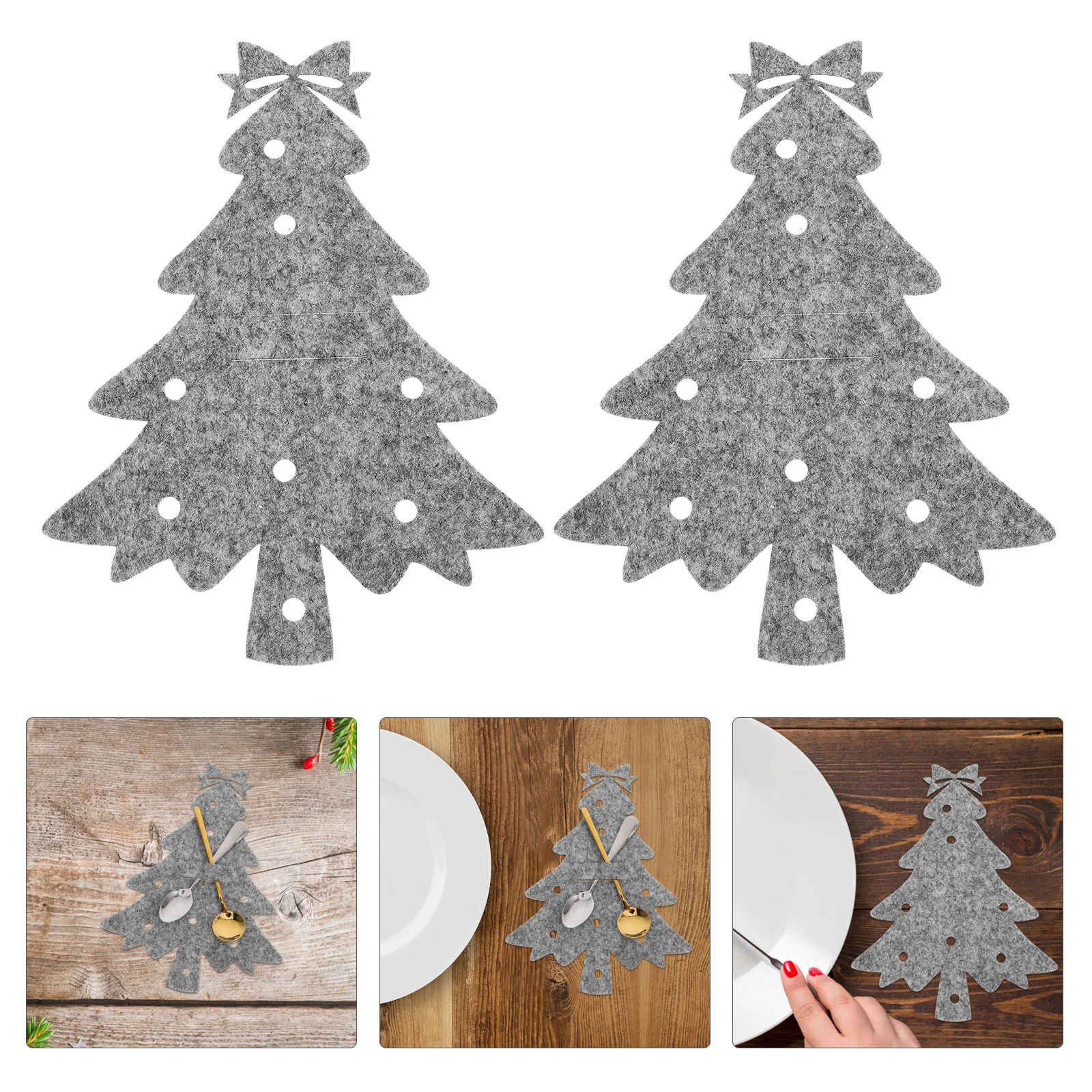 

4Pcs Knife and Fork Covers Christmas Tree Cutlery Holders Tableware Organizer Festive Dining Decor Holiday Party Silverware