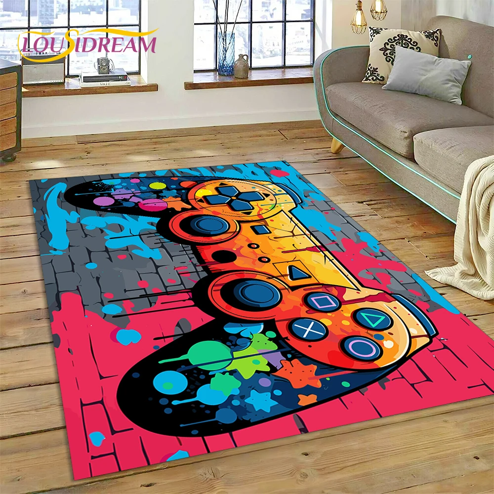 Retro Gamepad Games Console Game Jongen Cartoon Tapijt Tapijt Tapijt Voor Slaapkamer Woonkamer Bank Decoratie, Kinderen Groot Decor Vloermat