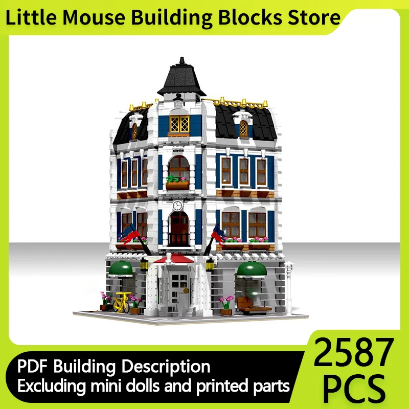 

City Street View Model MOC Building Bricks Corner Coffee Shop Modular Technology Gifts Holiday Assemble Children Toys Suit