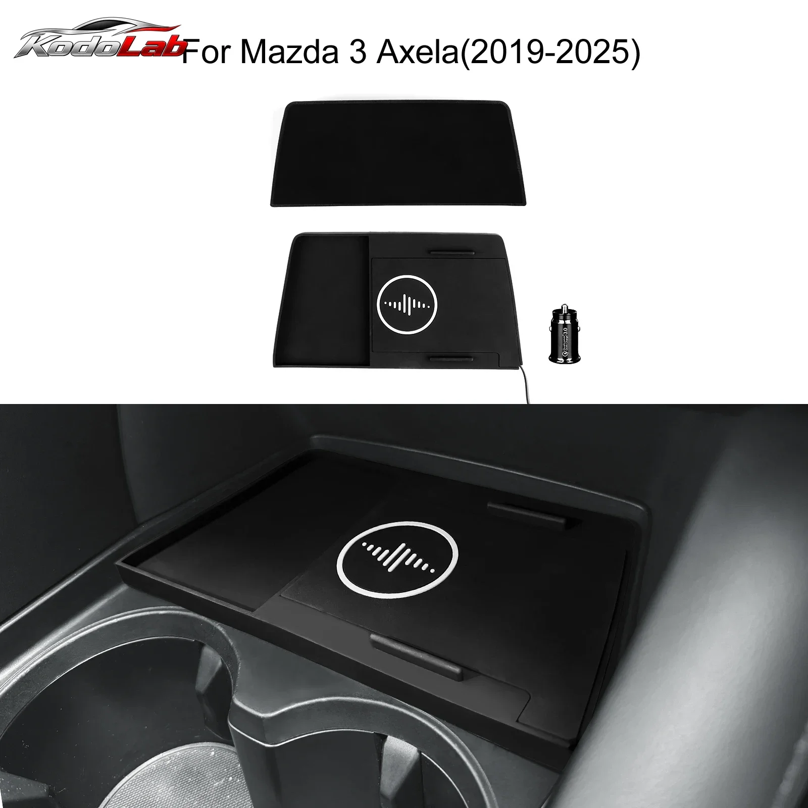 For Mazda 3 Axela 2019-2025 Wireless Charger Pad Anti Slip Fast Charging Wearproof Interior Convenient Modification Accessories