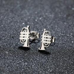 1Pair Stainless Steel Instrumental Saxophone Earring For Woman Mother Gift Musical Jewelry