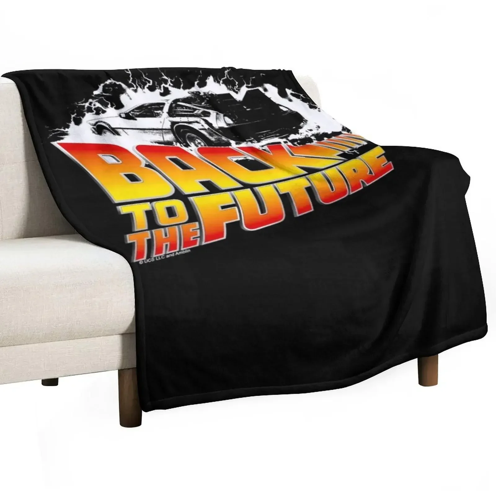 Back To The Future - Delorean White Stencil Fan Art Throw Blanket Soft Blankets For Sofas heavy to sleep Blankets