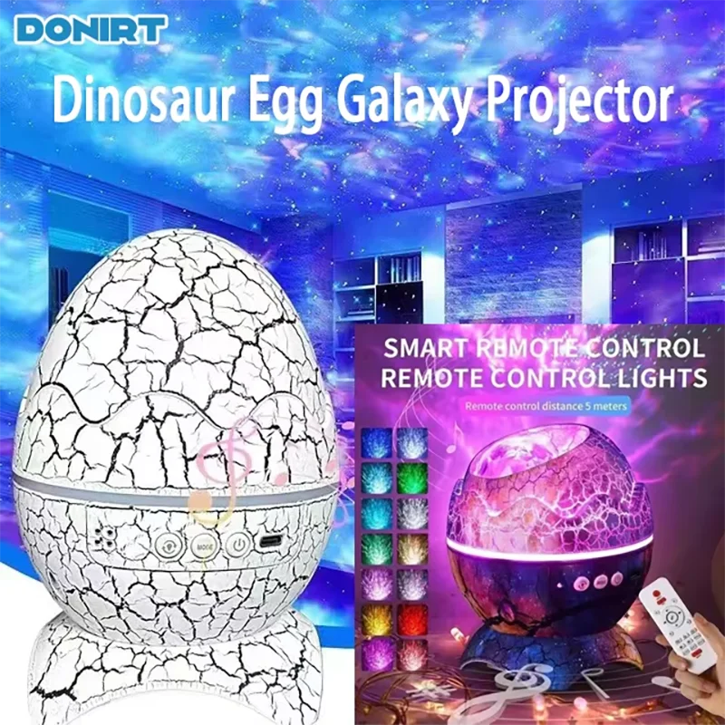 

Dinosaur Egg Galaxy Projector - Space Buddy Star Projector Night Light for Kids Adults Bedroom Astronaut Projector with Bluetoot