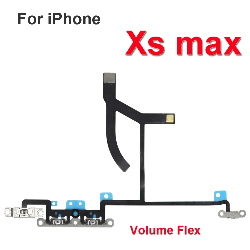 1pcs Power Flex with Metal Holder For iPhone X XR XS XS MAX 11 12 mini Por Max Mute Switch Power Volume Button Flex Repair Parts