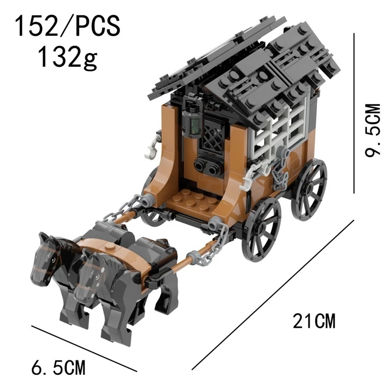 MOC 중세 전차 감옥 수레 벽돌 모델 마이크로 군사 액세서리 장면 키트 수집가용 홈 디스플레이 할로윈 선물