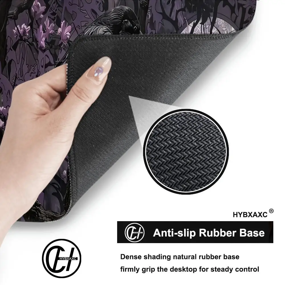 Gothic Raven Moonlit Night Mauspad, Faser, Blumenmuster, schwarzer Zweig, Büro, mystisches Schreibtischzubehör, erweitertes Pad, großes 100 x 50 Mousepad