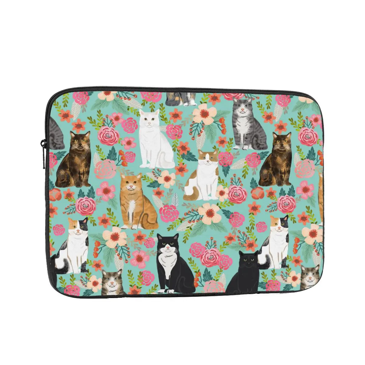 Laptop Notebook Bag Case Cats Vintage Florals Tablet Sleeve Case Animal 10 12 13 15 17 Inch Shockproof Case Bag