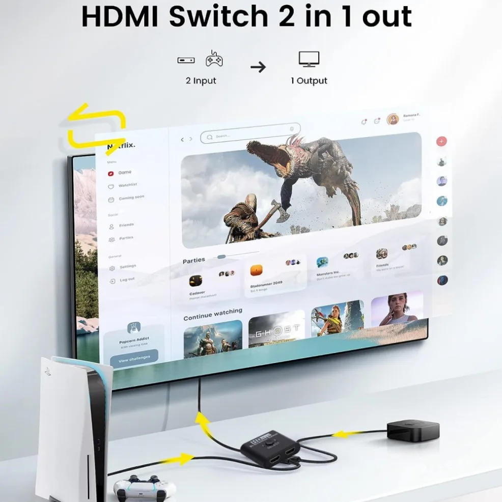 양방향 HDMI 스플리터 스위치, 노트북 PC Xbox PS3/4 TV 박스용, TV 프로젝터 어댑터 모니터, 4K x 2K, 2 포트