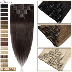S-noilite 65g clipe em extensões de cabelo humano extensão natural grampos de cabelo 7 pçs/set 15 