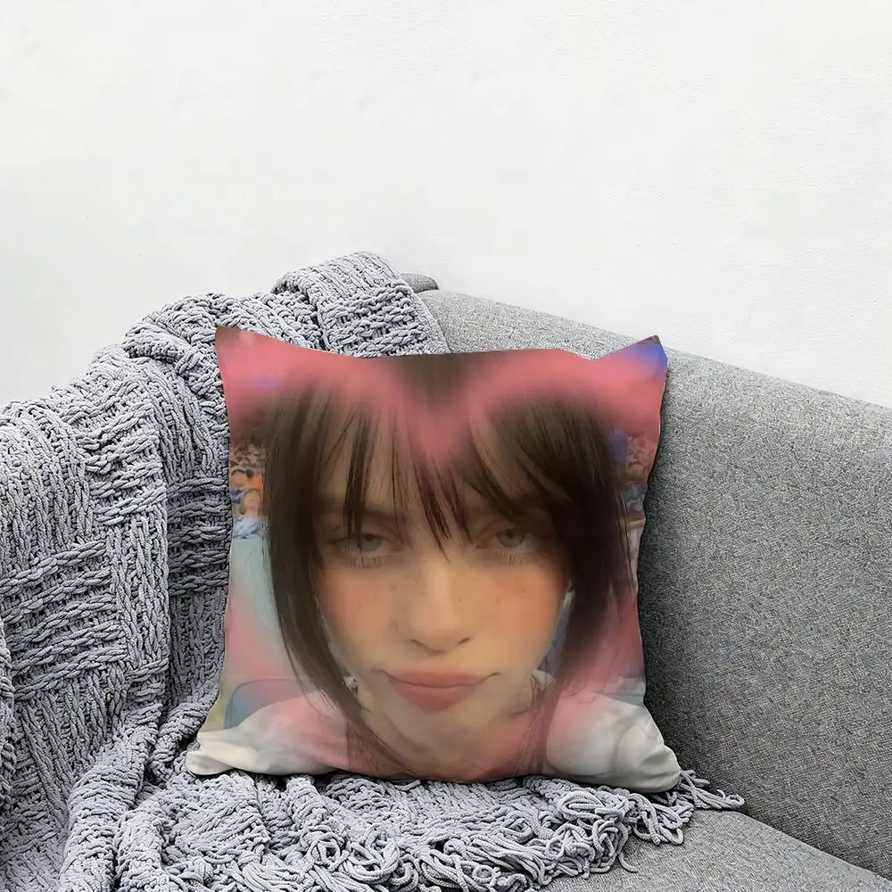 B-Billie e-eilish Throw Pillow Case Decoration Bed Custom Square Pillowcase Pad Cover