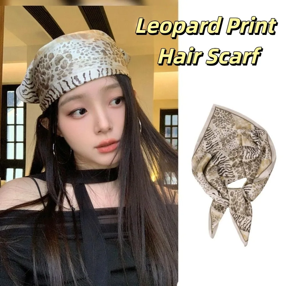 

Elegant Hip Hop Leopard Print Hair Scarf Soft All-match Y2k Print Turban Neckchief Chest Scarf Punk Bandana Spice Girls