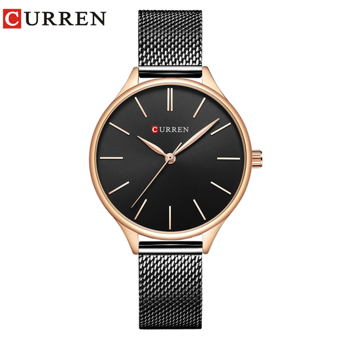 CURREN Original Women's Luxury Watch Matte Dial Japanese Quartz Movement Stainless Steel Mesh Strap with Box