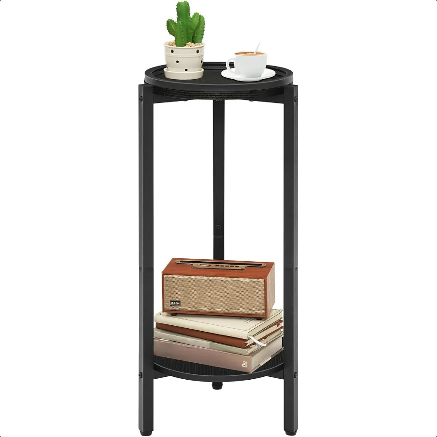 

Small Round Side Table Tall Coffee Drink Table for Sofa Couch 28.7 H Round Nightstand Circle Wooden Accent Pedestal Table for L