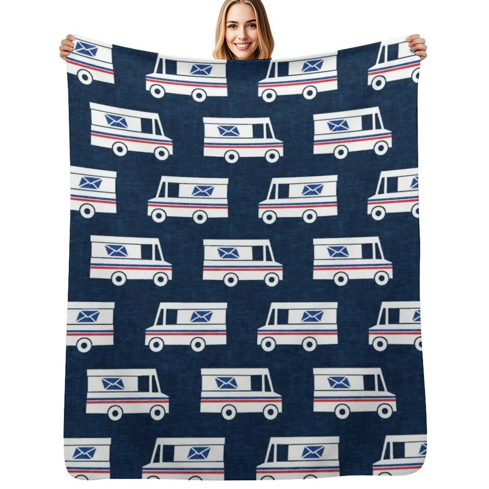 

Mail Trucks - blue Throw Blanket Decorative Soft Throw Blanket for Couch Sofa