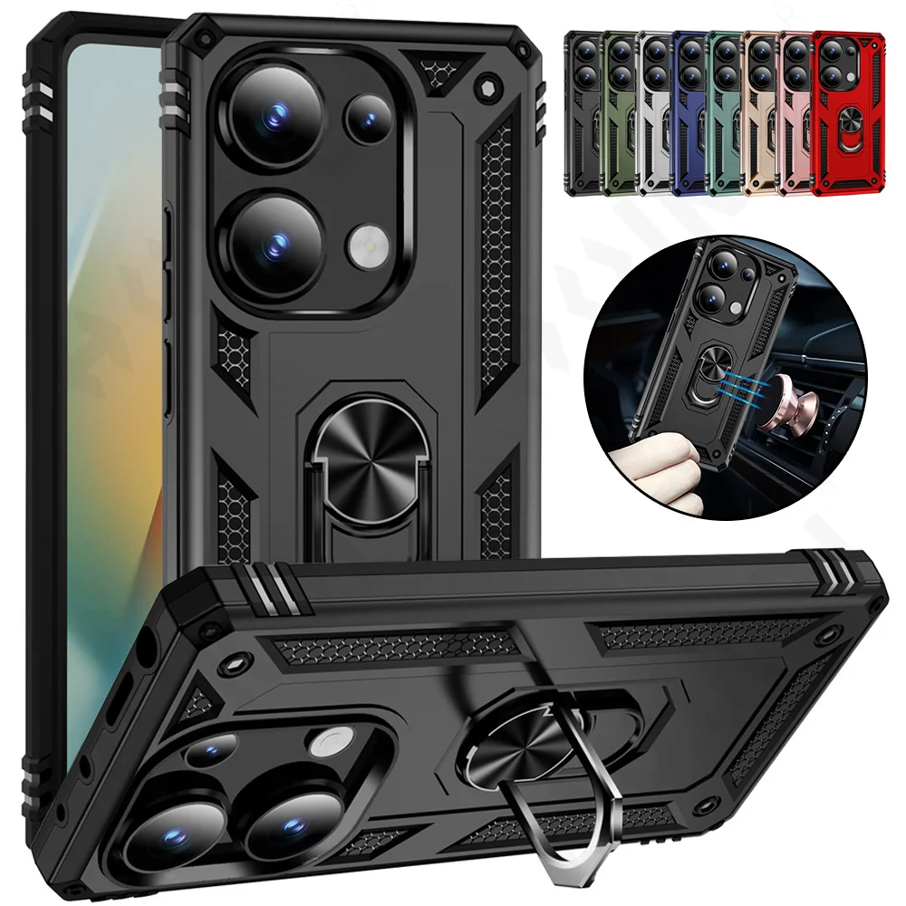 Case For Xiaomi Redmi Note 13 Pro Plus 4G 5G Xiaomi Poco X6 Pro With Magnetic Car Shockproof  Ring Kickstand Cover