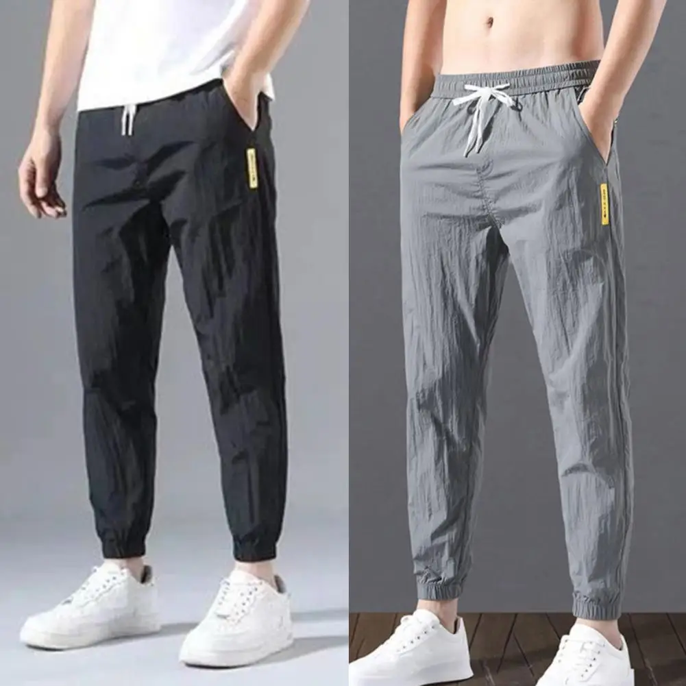 

Sweatpants Solid Color Elasticity Non-pilling Fashion Teenager Drawstring Harem Pants Men Trousers Men Clothing