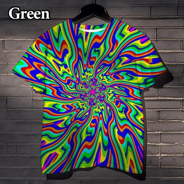 Dizzy Colorful Geometric Pattern 3D Printed Men's and Women's T-shirts Fun Street Fashion Hypnotic Short-sleeved Tops