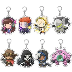 Acrylic Cartoon Anime Pendant Keychains Holder Car Key Chain Key Ring Phone Bag Hanging Jewelry Gifts Accessories Overwatch