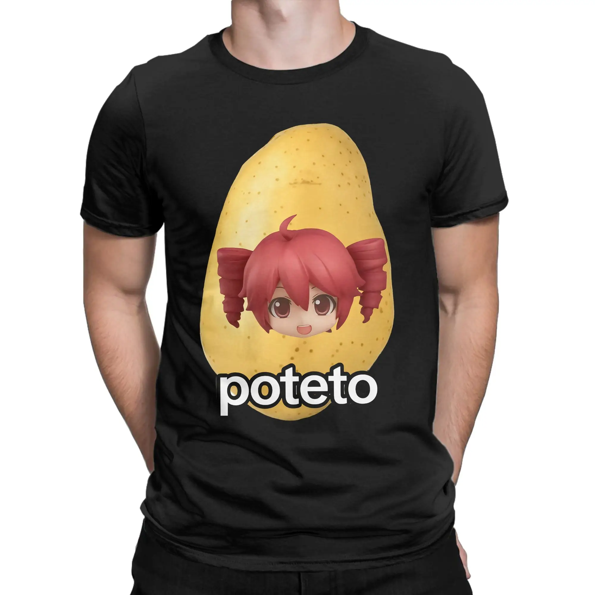 Poteto Creative Kasane Teto Expression T Shirts Men's  Cotton Casual T-Shirts Crewneck Funny Potato Tee Shirt Clothes 4XL 5XL