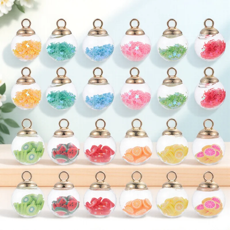 

30Pcs Glass Ball Charms Colorful Star DIY Hanging Pendants Jewelry Making Supplies for Earrings Bracelets Necklaces Craft