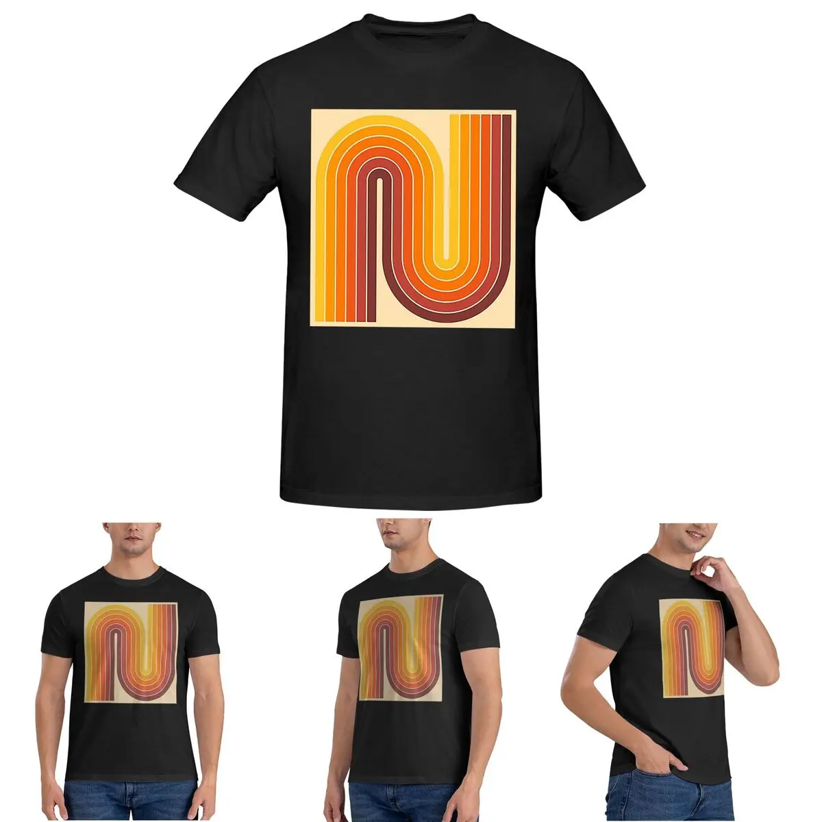 

Retro Geometric Double Arch Design 522 T-Shirt for Men Cotton T Shirts Men's Short Sleeve Round Neck Summer Clothes Tops S-6XL