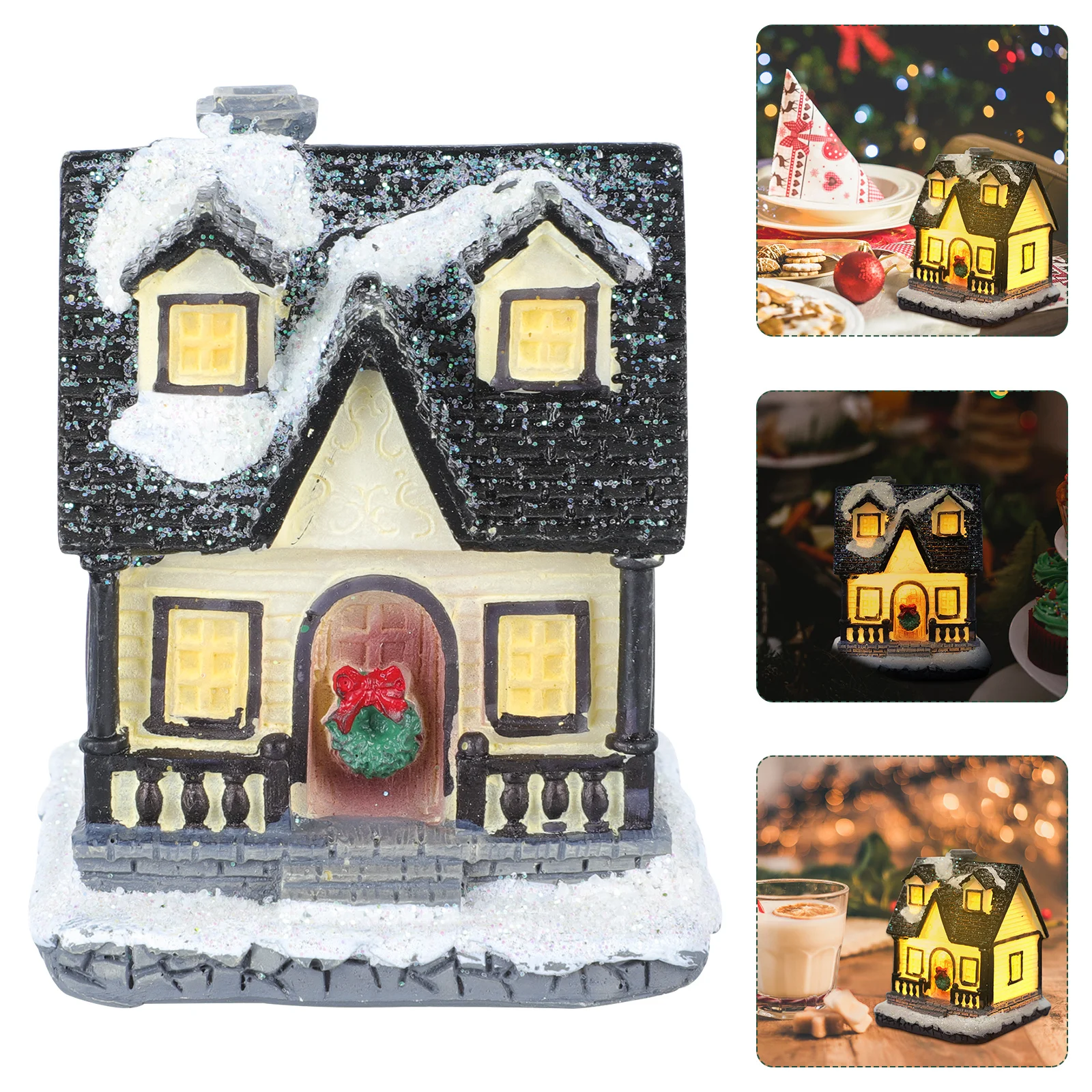 

1Pcs Christmas Mini Resin Luminous Decorative Craft for Tabletop Wall Yard Party Ambience Warm Romantic Retro Festive