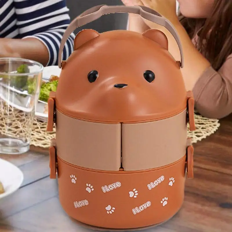 Bento Lunchbox For Kids Cute Bear Leakproof Lunch Containers For Hot Food Thermos Lunch Box Thermal Boxes Kitchen Gadget