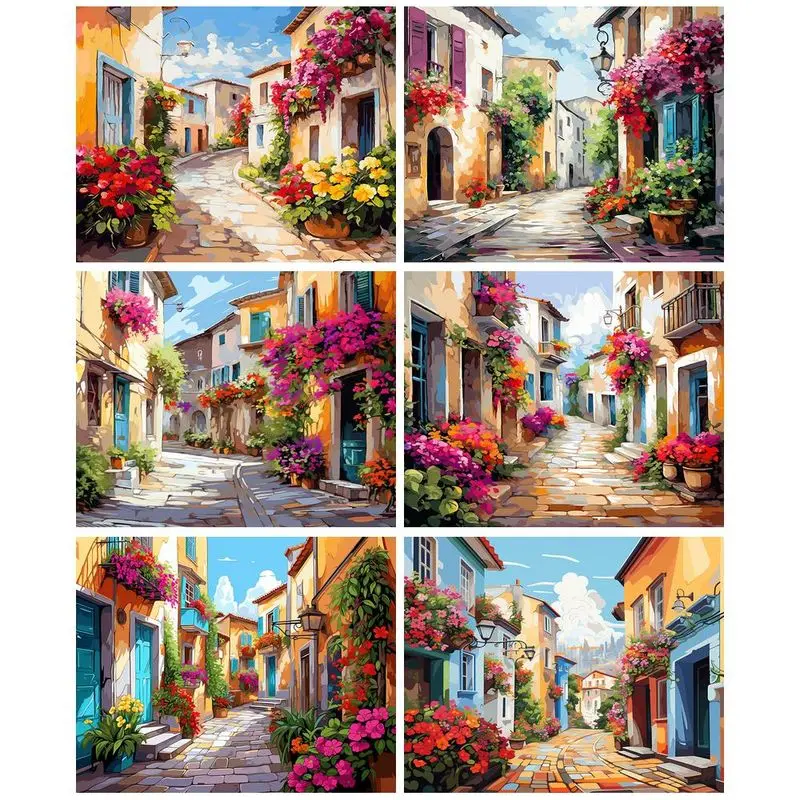 

GATYZTORY Oil Picture Painting By Numbers Kits Town Landscape Style With DIY Craft Unique DIY Gift Numbers Painting For Kids Adu