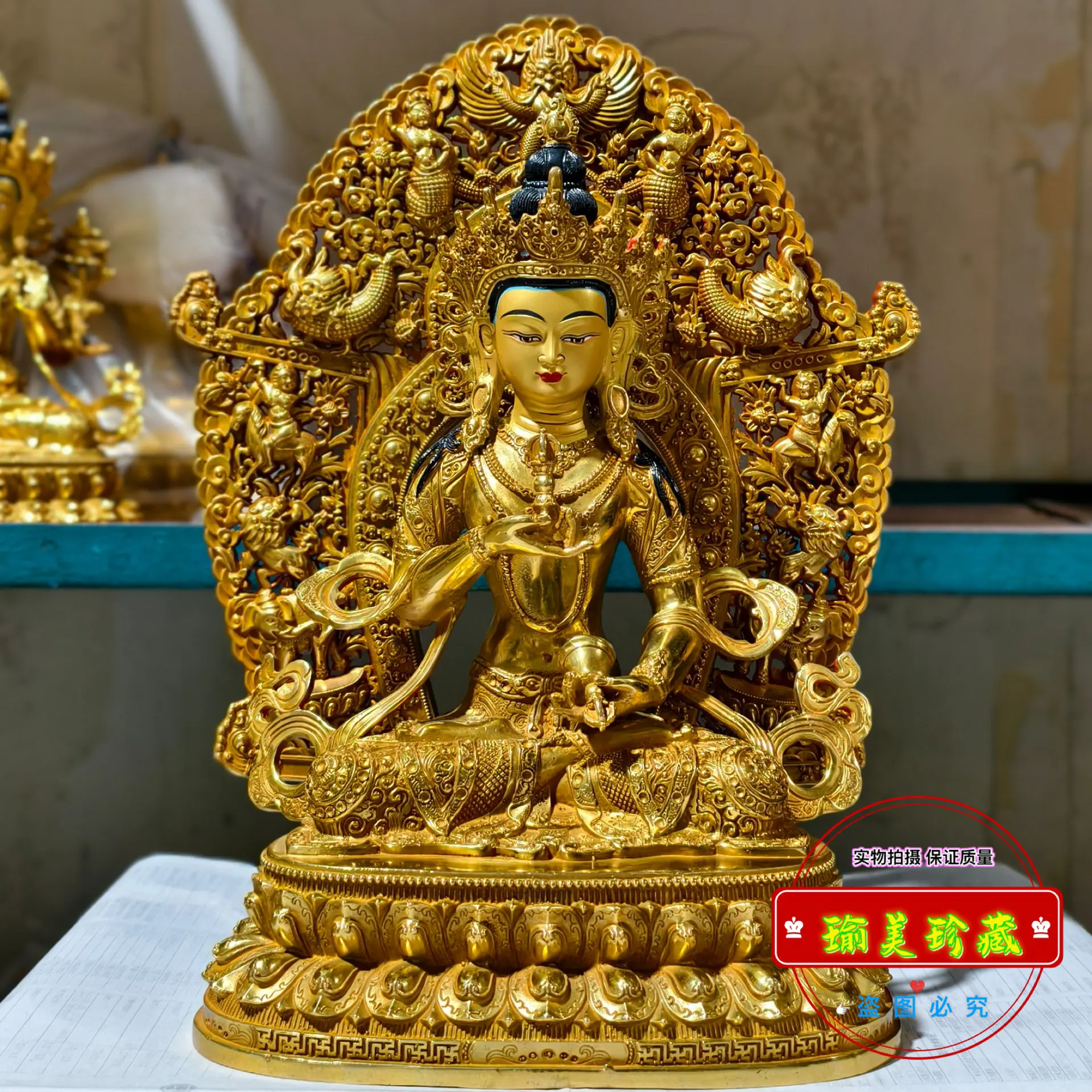 Vajrasattva Bodhisattva Buddha statue, Tibetan tradition, 10-inch pure copper gilt bronze statue, 1 chi 33 cm, household Vajraya