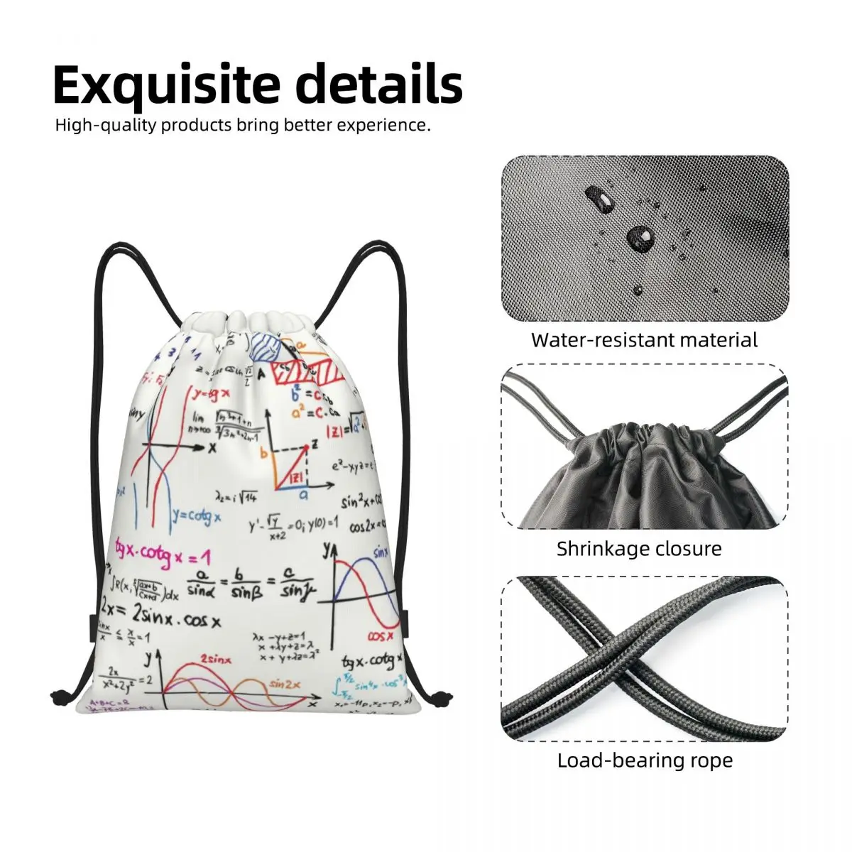 Mathematik Formeln Mathe Zahlen Kordel zug Tasche Frauen Männer tragbare Turnhalle Sport Sackpack Geek Wissenschaft Puzzle Training Rucksäcke