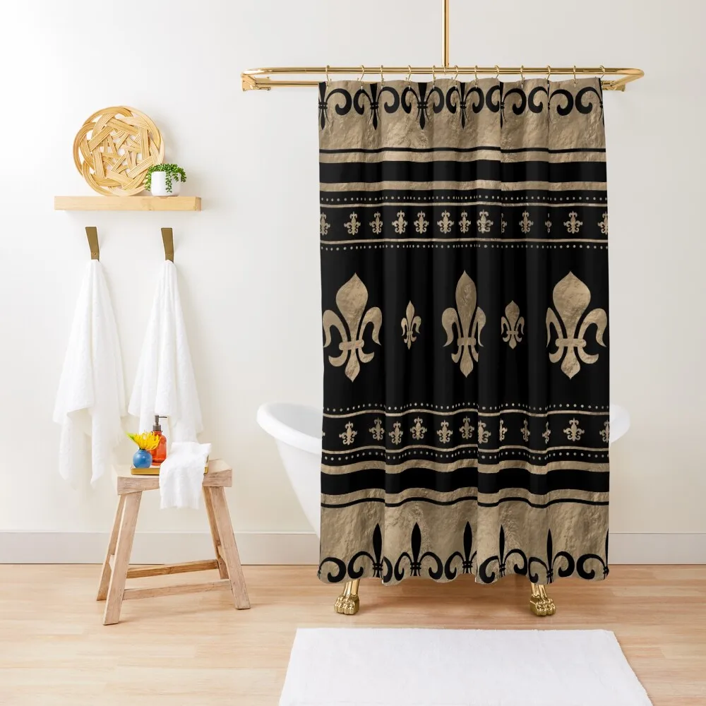 

Fleur-de-lis Luxury ornament - black and gold Shower Curtain Window For The Bathroom Cover Curtain