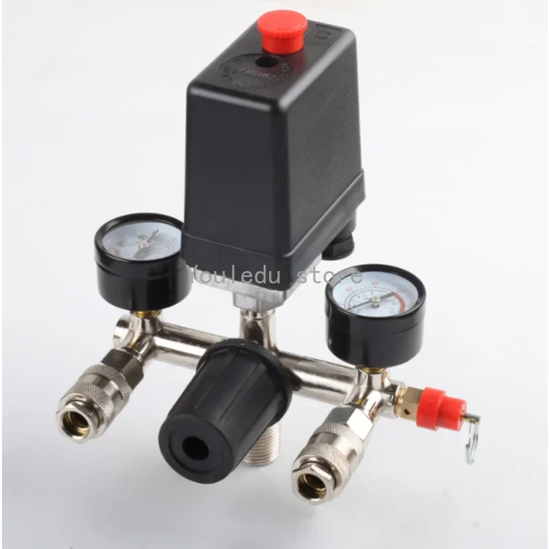 220V/380V Air Compressor Pressure Pump Switch Control Manifold Relief Regulator 90-125psi Pressure Gauge Control Valve