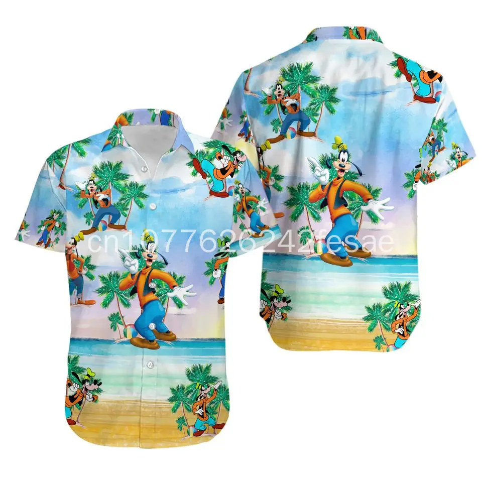 Disney Goofy Hawaiian Shirt Vintage Men\'s Button Down Shirt Disneyland Beach Hawaiian Shirt Disney Summer Short Sleeve Shirt