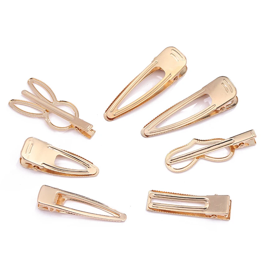 100 Stück Kaninchenkrone Wassertropfen Gold Metall Haarspange Legierung Herz Alligator Haarnadel Haarspangen für DIY Kopfbedeckung Haarschmuck – Detail 3
