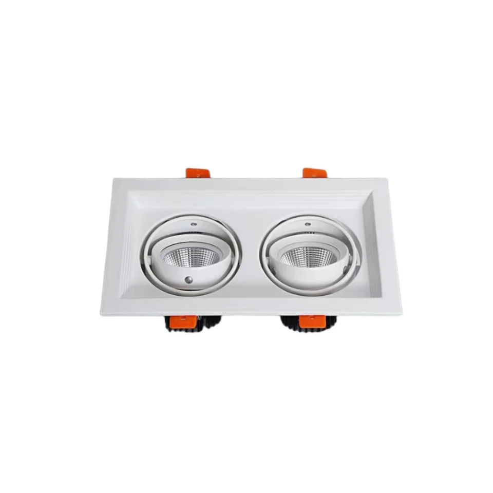 LED Embedded Grille Light Single Double Head Downlight Rectangular Grid Ceiling Household Commercial Shops Bile Spot Light