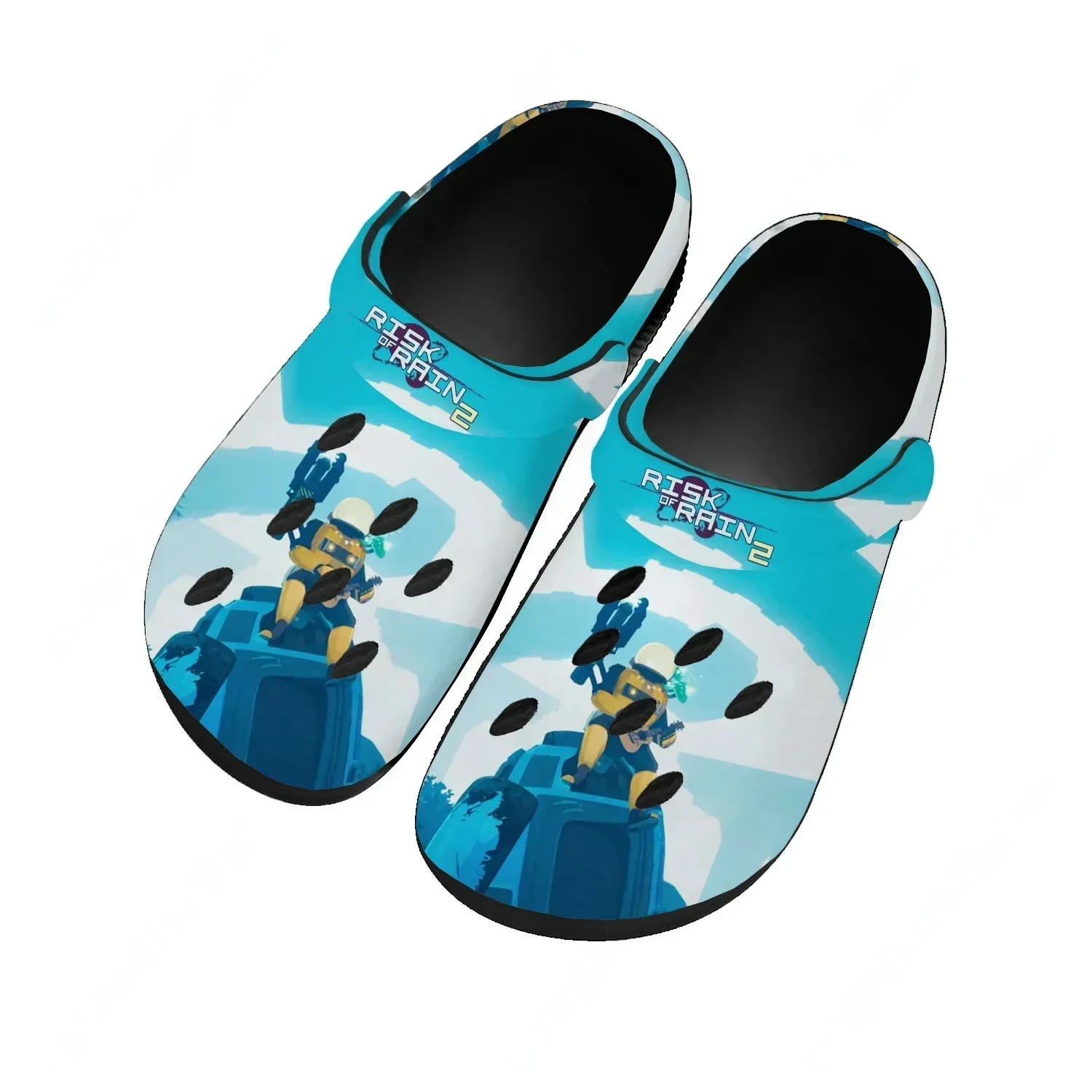 

Водонепроницаемые сабо Risk Of Rain 2 для мужчин, женщин и подростков, удобные для дома и сада, индивидуальные сандалии, пляжные дышащие тапочки с отверстиями