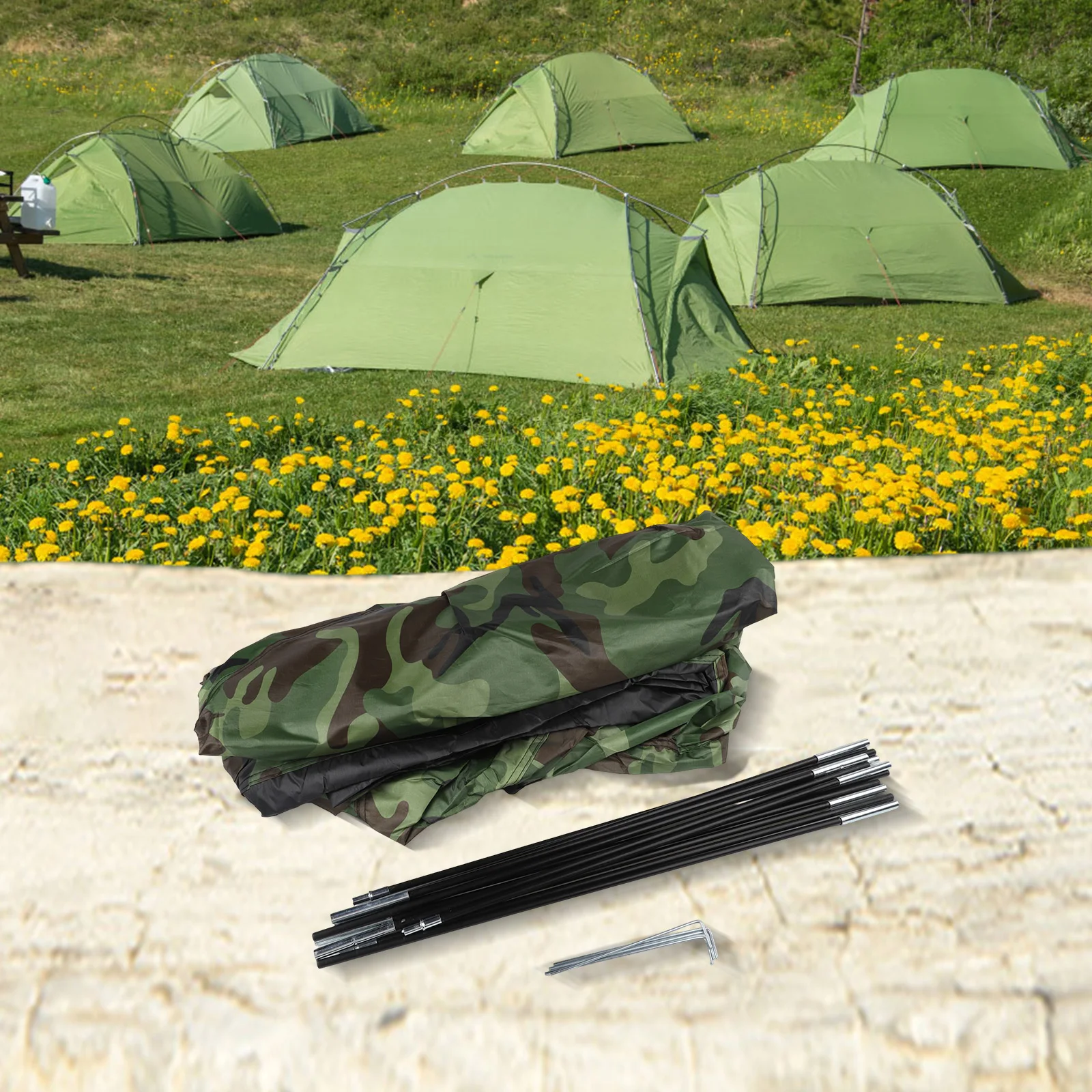 خيمة خفيفة للغاية لشخصين مع أقطاب من الألياف الزجاجية وسقف شبكي من القماش المقاوم للماء للتهوية ودرع شمسي قابل للإزالة