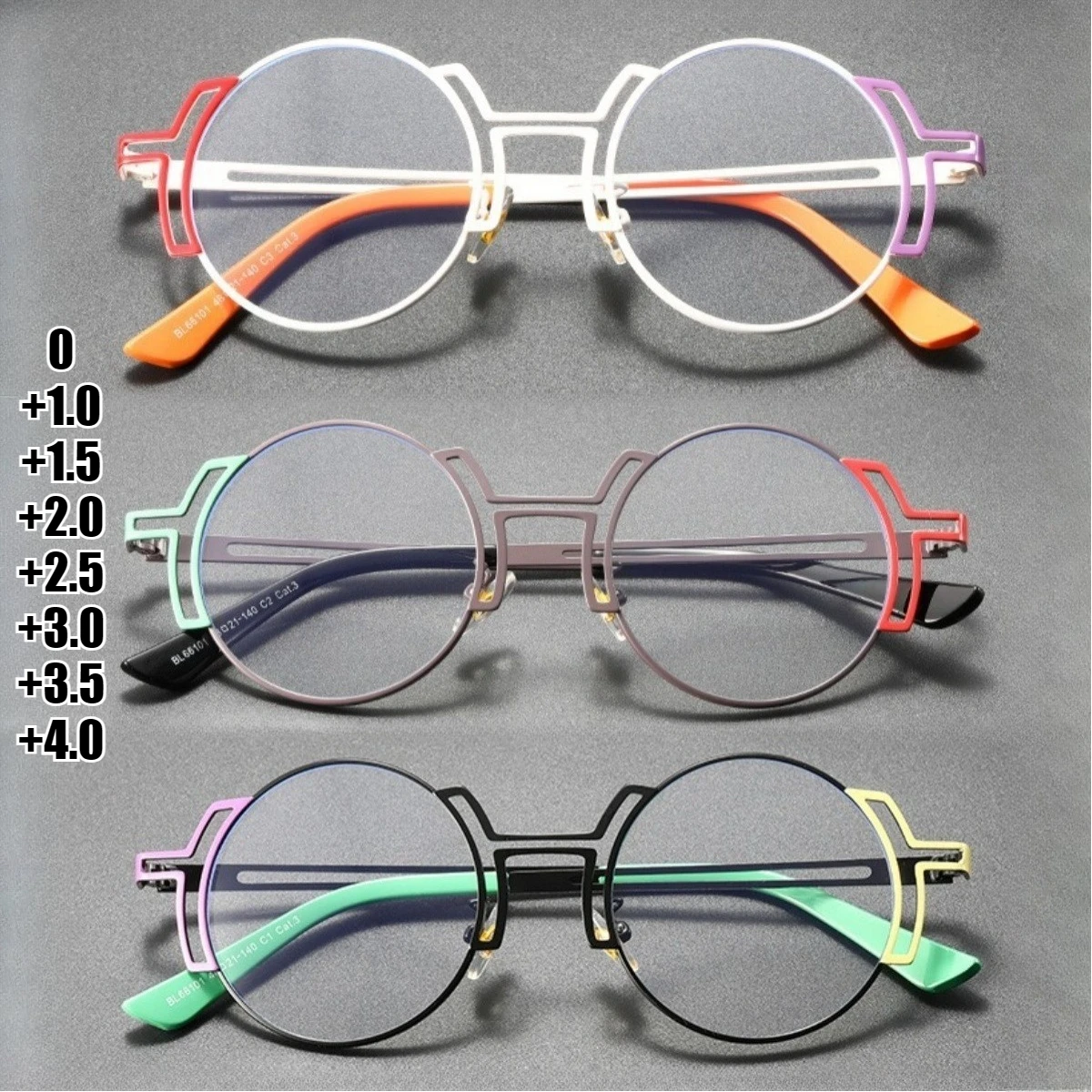 

Stylish Round-Frame Reading Glasses Unisex Fashionable High-Definition Blue Light Blocking Glasses Women's Farsighted Glasses