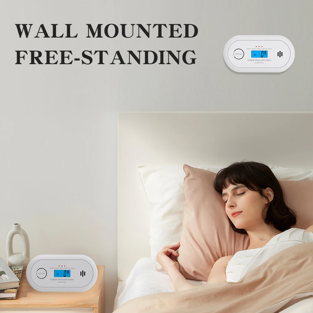 V-COME Koolmonoxide Alarm Met Digitaal Lcd-Scherm, Koolmonoxide Detector Met Vervangbare Cr123a Batterij, En 50291, Vc22r