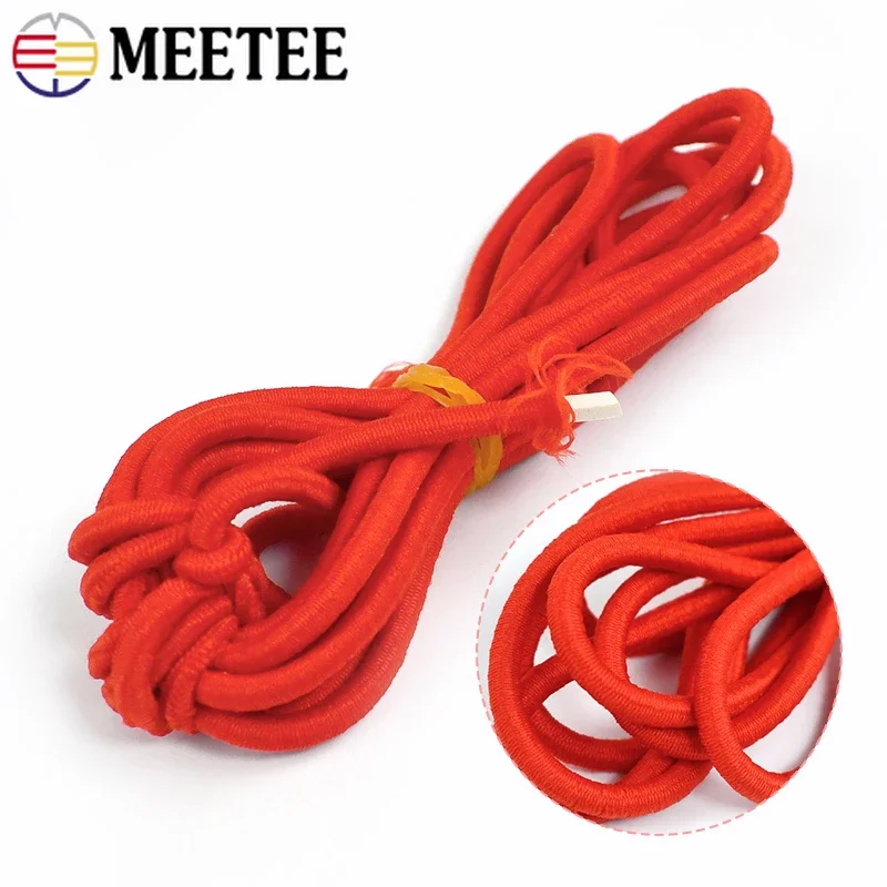 Meetee-Bande élastique colorée, 5/10/20m, 4mm, ronde, commissionnée, en caoutchouc, pour vêtements, ceinture, proximité wstring, cordes élastiques,