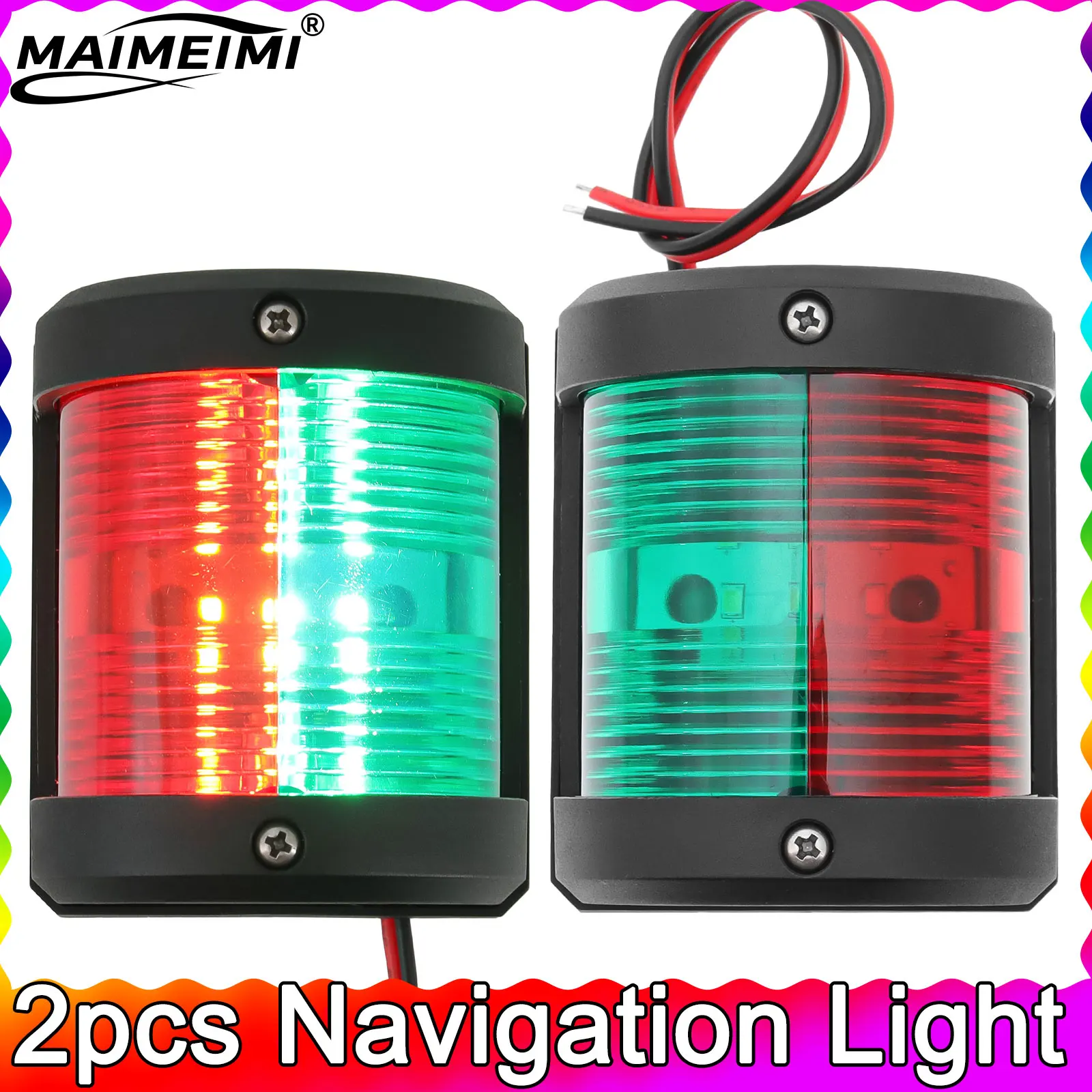 

2 шт. красные и зеленые навигационные светодиодные фонари, морской индикатор фокуса для лодки, парусного света, боковой сигнал для яхты, 12 В